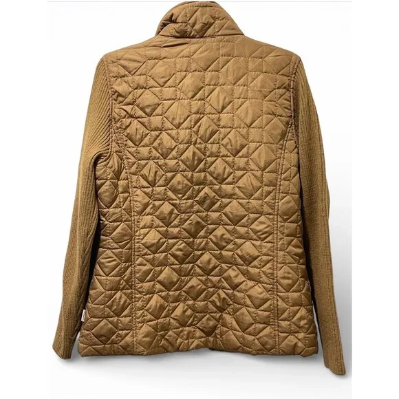 G.H. Bass & Co. Women’s Quilted Jacket Size L Brown Ribbed Sleeves Zip Up - Picture 3 of 16